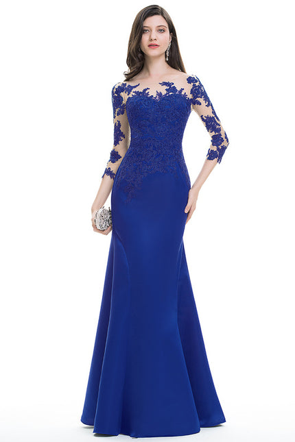 Robe Chic Élégante Bleu Satiné - gallery 2