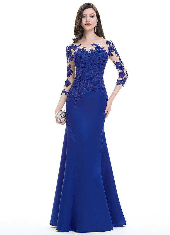 Robe Chic Élégante Bleu Satiné - gallery 2