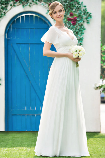 Robe Chic Blanche Mousseline Plissée - gallery 1