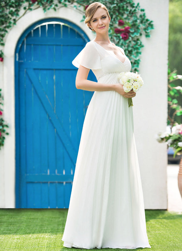 Robe Chic Blanche Mousseline Plissée - gallery 1