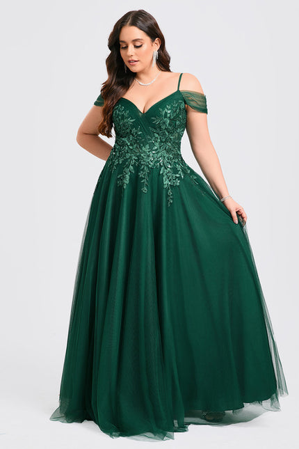 Robe Chic Vert Émeraude Tulle Paillettes - gallery 7