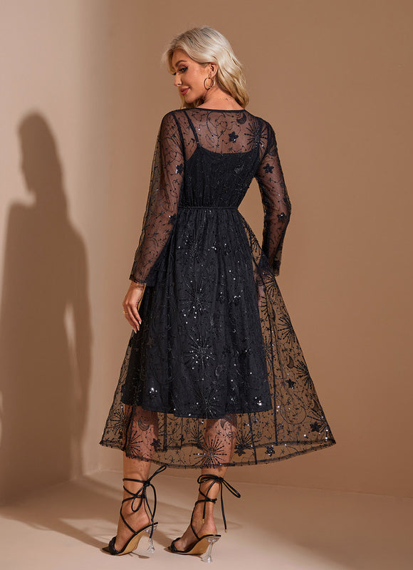 Robe Chic Noir Étoilé - gallery 2