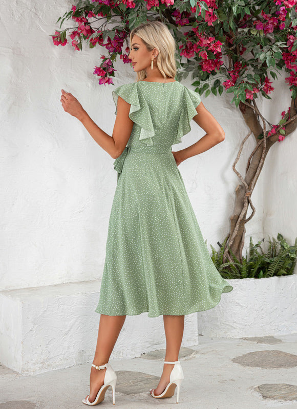 Robe Chic Verte À Pois - gallery 1