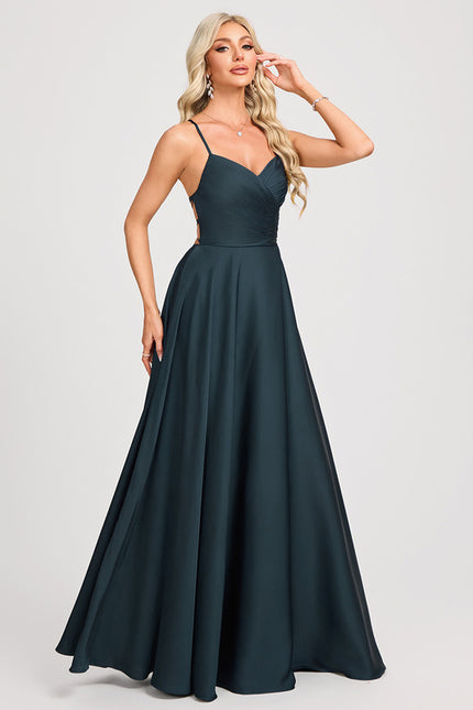 Robe Chic Vert Émeraude Satinée Élégante - gallery 4