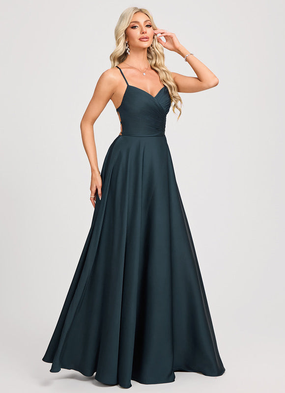 Robe Chic Vert Émeraude Satinée Élégante - gallery 4