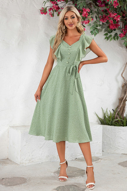 Robe Chic Verte À Pois - gallery 3