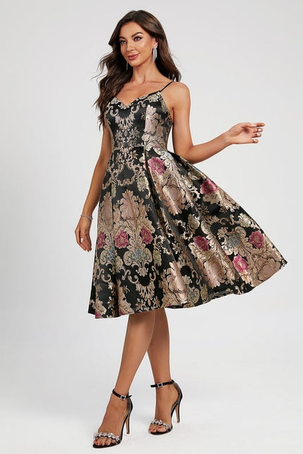 Robe Chic Éclat Floral Noir - gallery 5