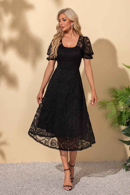 Robe Chic Dentelle Noire Midi - gallery 6