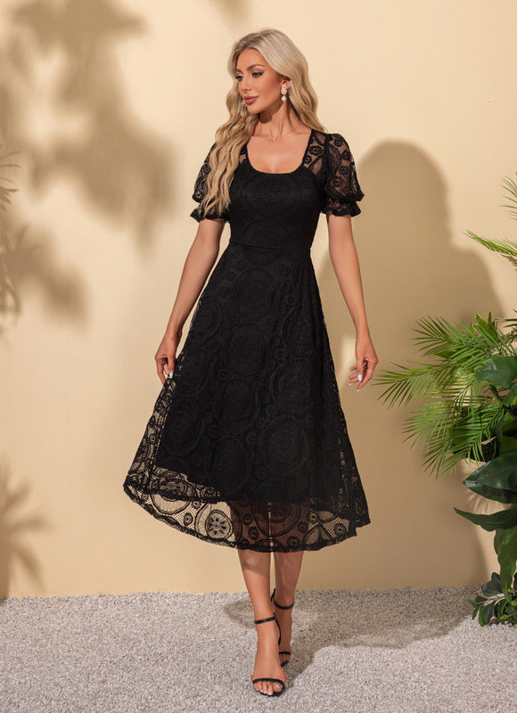 Robe Chic Dentelle Noire Midi - gallery 6