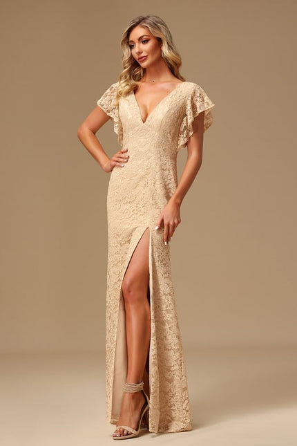 Robe Chic Longue Dentelle Lavande - gallery 2