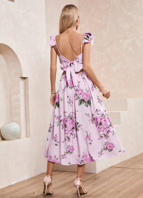Robe Chic Midi Rose Fleuri - gallery 4