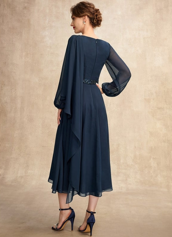 Robe Chic Bleu Nuit Élégante - gallery 3