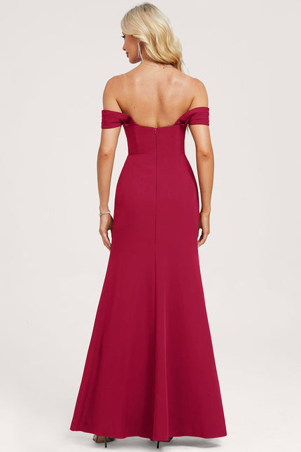 Robe Chic Crêpe Bordeaux Élégante - gallery 4