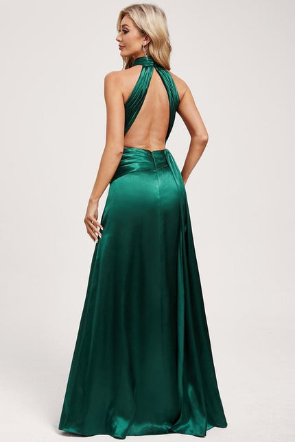 Robe Chic Satin Élégant Longueur Maxi - gallery 5