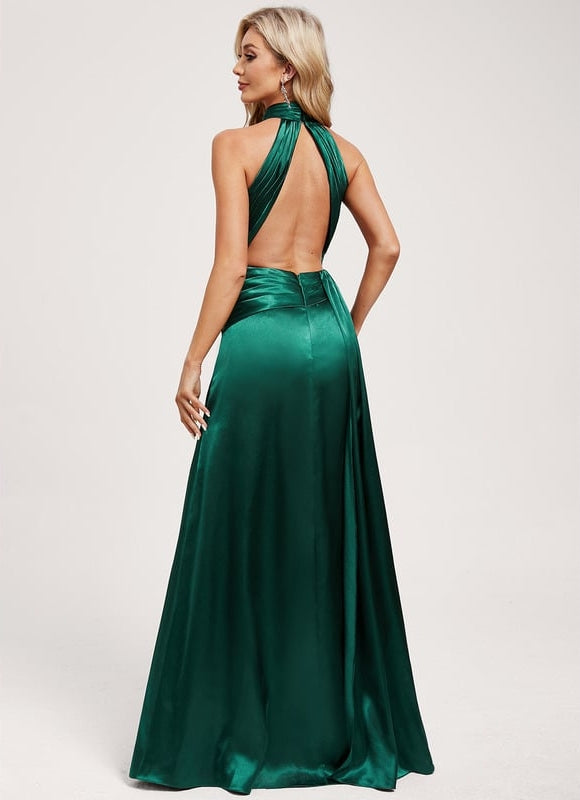 Robe Chic Satin Élégant Longueur Maxi - gallery 5