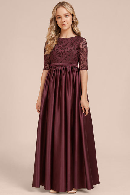 Robe Chic Longue Dentelle Bordeaux - gallery 5