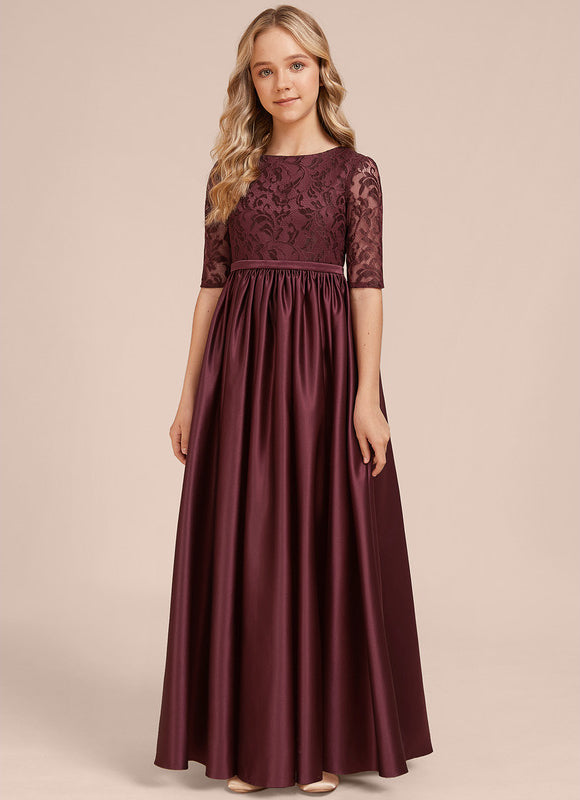 Robe Chic Longue Dentelle Bordeaux - gallery 5