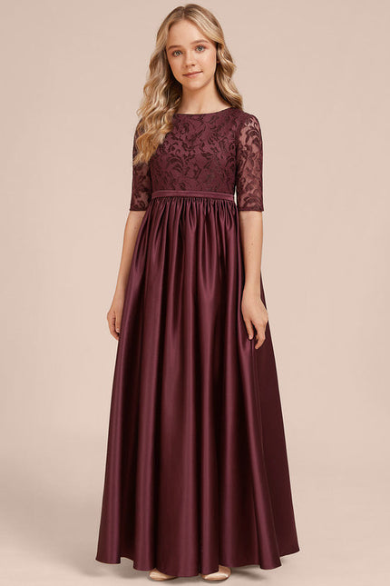 Robe Chic Longue Dentelle Bordeaux - gallery 5