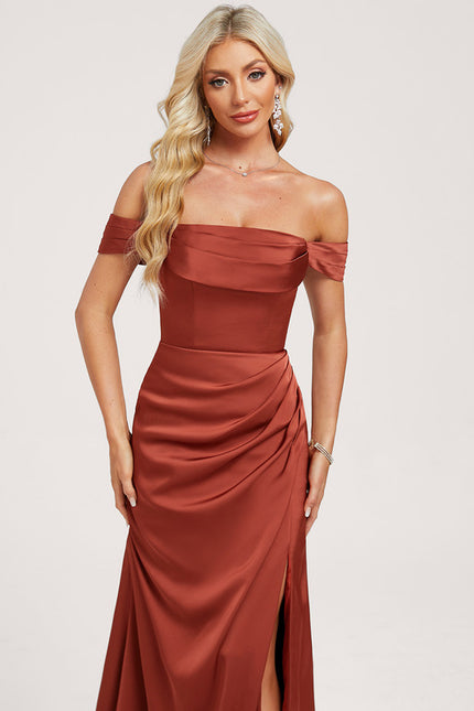 Robe Chic Satinée Terre Cuite - gallery 3