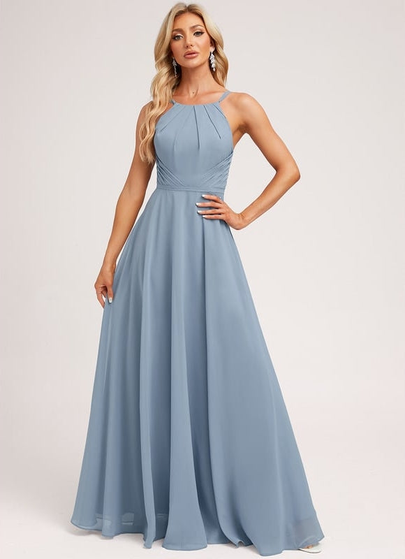 Robe Chic Bleu Drapé - gallery 3