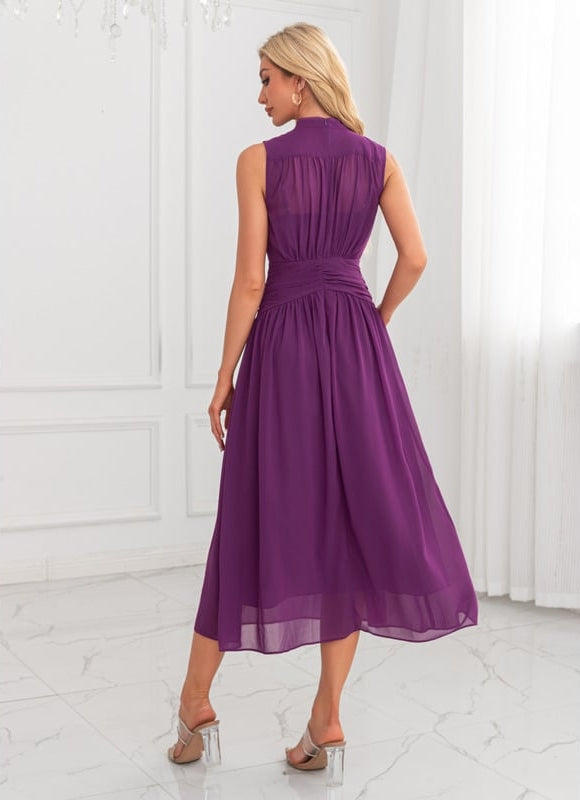 Robe Chic Midi Violette Élégante - gallery 2