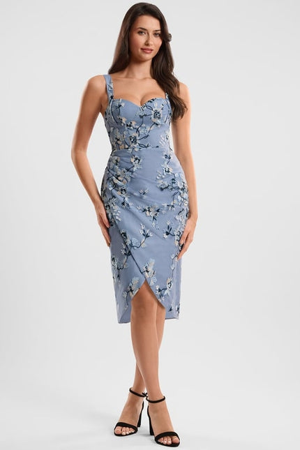 Robe Chic Floral Bleu - gallery 1