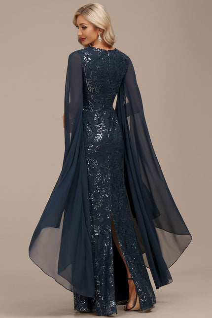 Robe Chic Élégance Marine Satinée - gallery 6