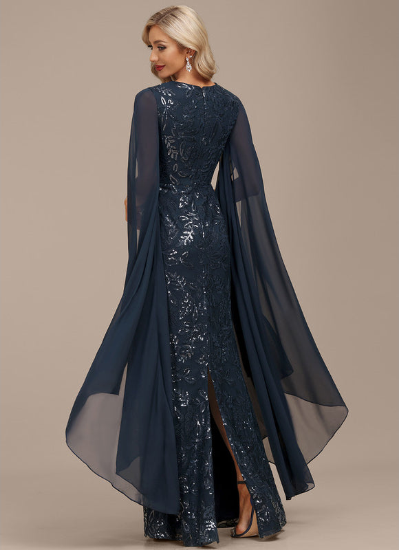 Robe Chic Élégance Marine Satinée - gallery 6