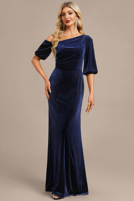Robe Chic Velours Bleu Nuit - gallery 2