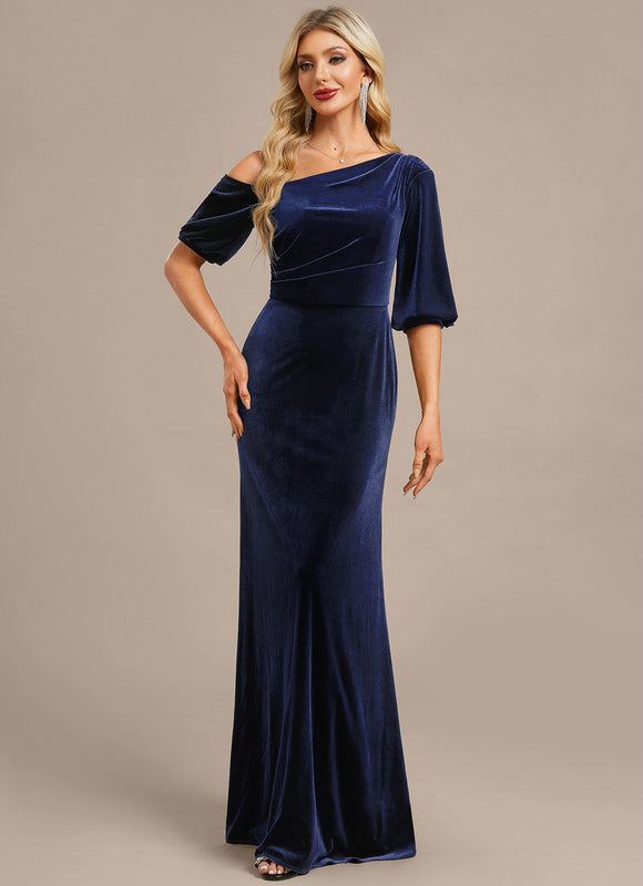 Robe Chic Velours Bleu Nuit - gallery 2