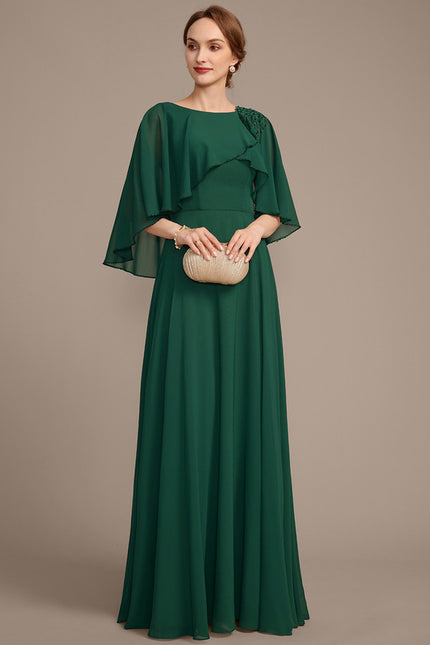 Robe Chic Verte Mousseline Avec Dentelle - gallery 2