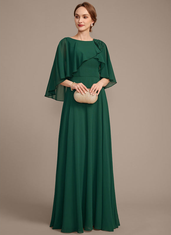 Robe Chic Verte Mousseline Avec Dentelle - gallery 2