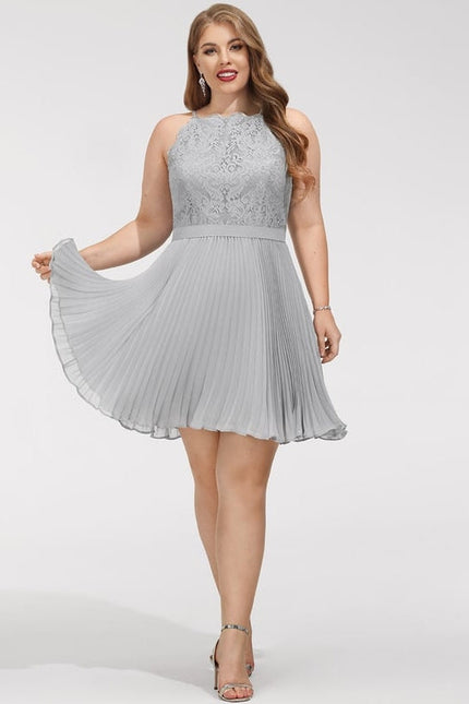 Robe Chic Gris Élégant Plissé - gallery 7
