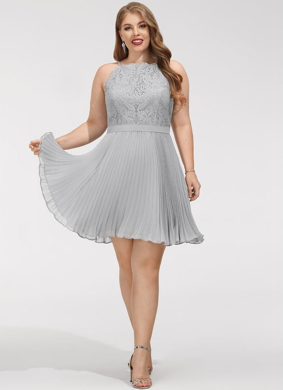 Robe Chic Gris Élégant Plissé - gallery 7