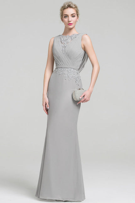 Robe Chic Gris Satiné Élégant - gallery 3