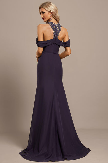 Robe Chic Bleu Nuit Décolleté Épaules Dénudées - gallery 4
