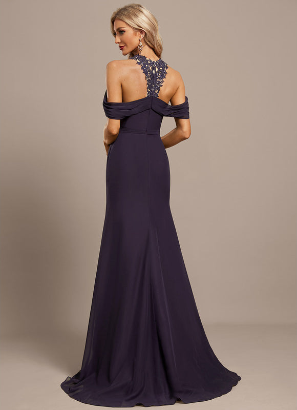 Robe Chic Bleu Nuit Décolleté Épaules Dénudées - gallery 4