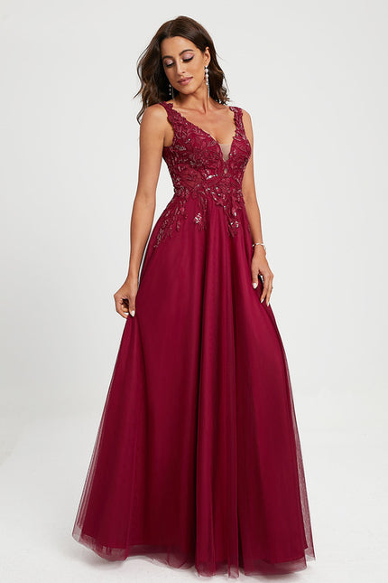 Robe Chic Rouge Élégant Tulle - gallery 3