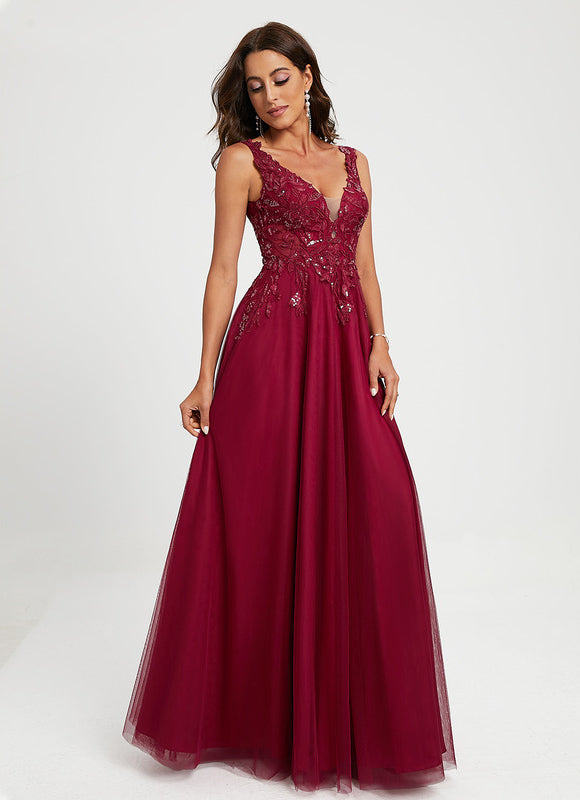 Robe Chic Rouge Élégant Tulle - gallery 3