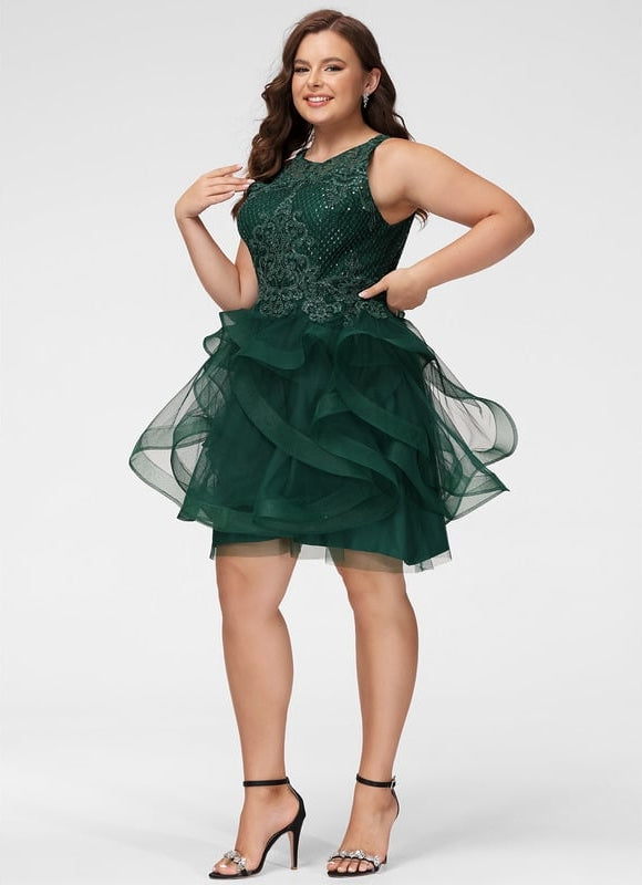 Robe Chic Verte Tulle Paillettes - gallery 9