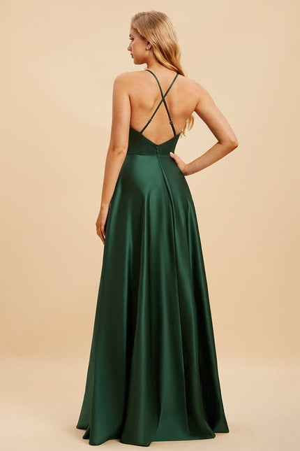 Robe Chic Vert Émeraude Satin - gallery 1