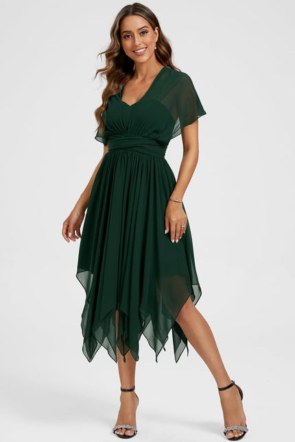 Robe Chic Asymétrique Émeraude - gallery 5