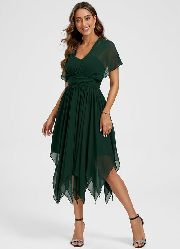Robe Chic Asymétrique Émeraude - gallery 5