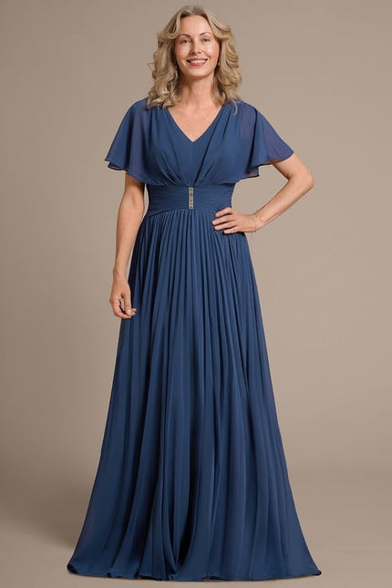 Robe Chic Longue Plissée Marine - gallery 2