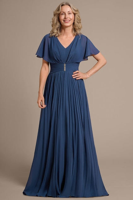 Robe Chic Longue Plissée Marine - gallery 2