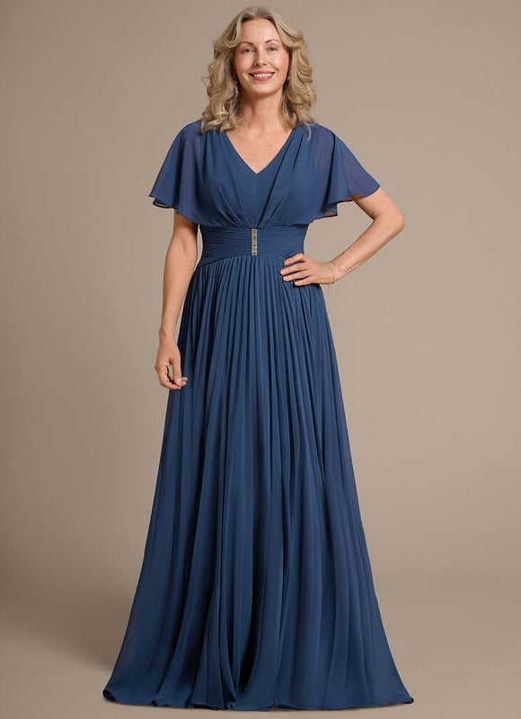 Robe Chic Longue Plissée Marine - gallery 2