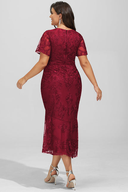 Robe Chic Rouge Élégant Flottant - gallery 8