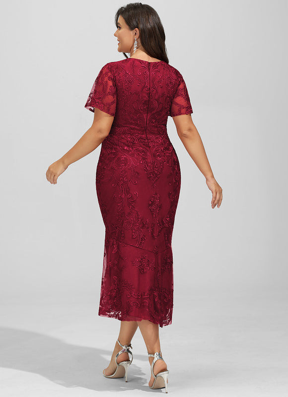 Robe Chic Rouge Élégant Flottant - gallery 8