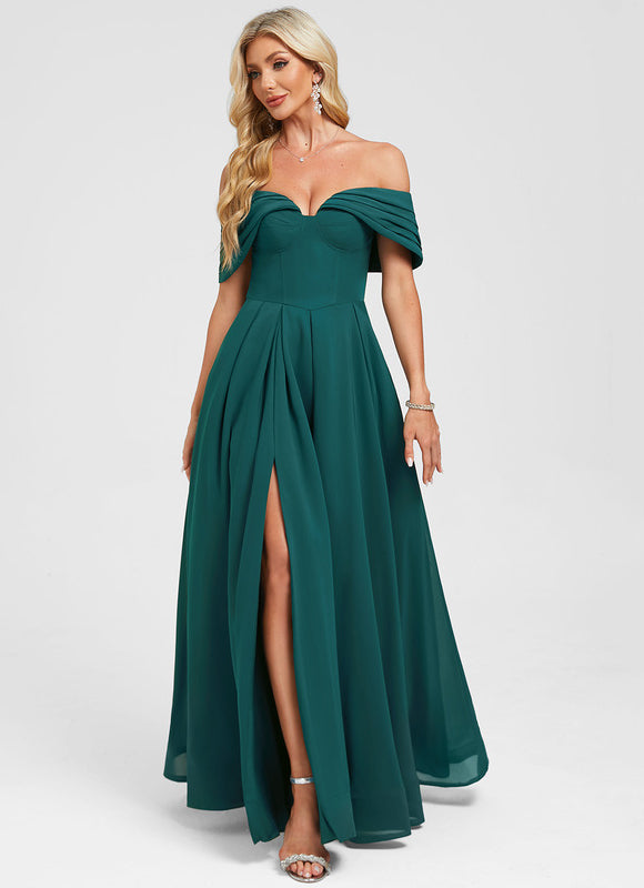 Robe Chic Mousseline Verte - gallery 2