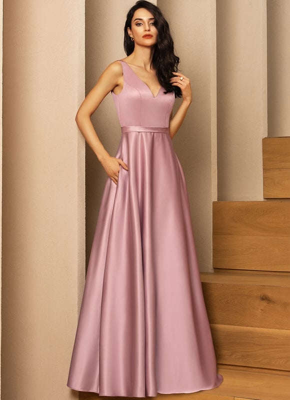 Robe Chic Satinée Rose Pâle